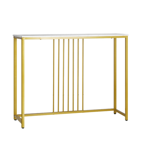 Console Table Marble-like Tabletop Steel Frame