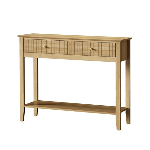 2-tier Console Table 100cm with 2 Storage Drawer