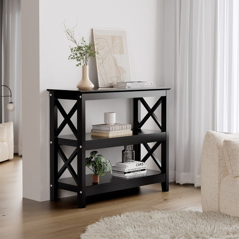 3-Tier Console Table X-Design Wooden Black