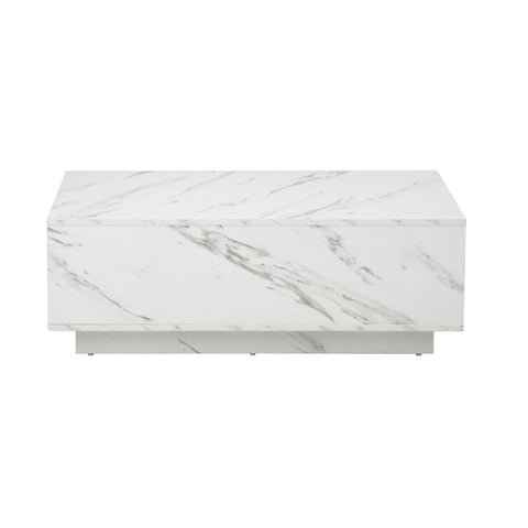 Coffee Table Cafe Desk Marble Effect Wooden White
