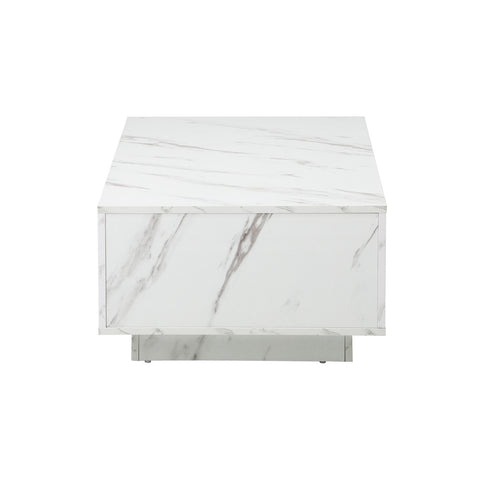 Coffee Table Cafe Desk Marble Effect Wooden White
