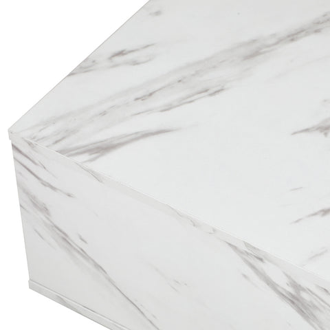 Coffee Table Cafe Desk Marble Effect Wooden White