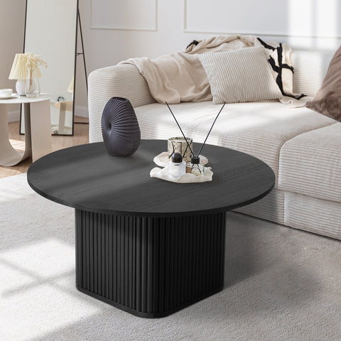 Coffee Table Round Wooden Black