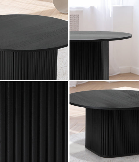 Coffee Table Round Wooden Black