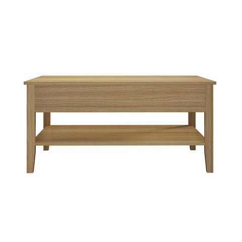 Coffee Table with Storage Drawers Open Shelving Natural