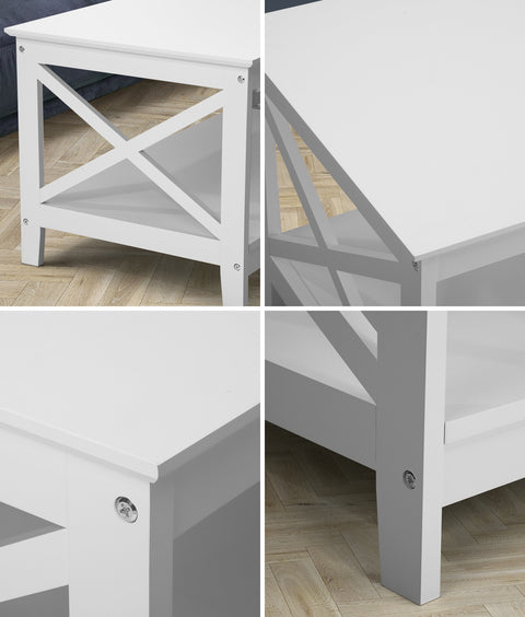 Coffee Table Storage Rack 2-Tier White