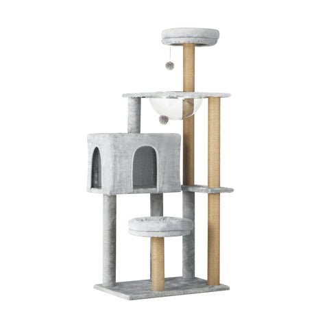 Alopet 140cm Cat Tree, Grey Cat Tower Scratching Post