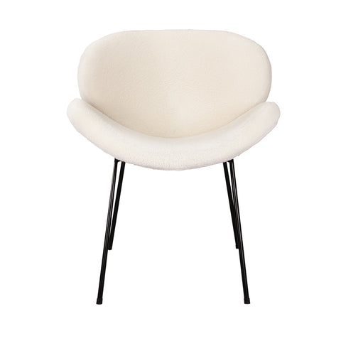 6PCS Armchair Dining Chair Sherpa White