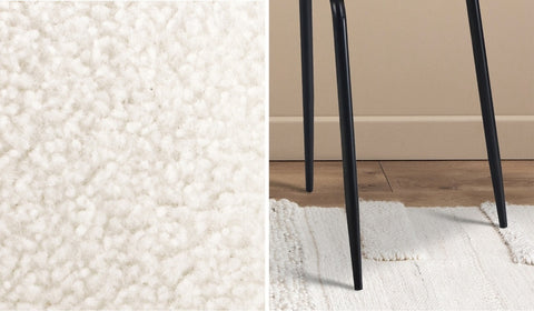 6x Dining Chairs Kitchen Upholstered Sherpa White