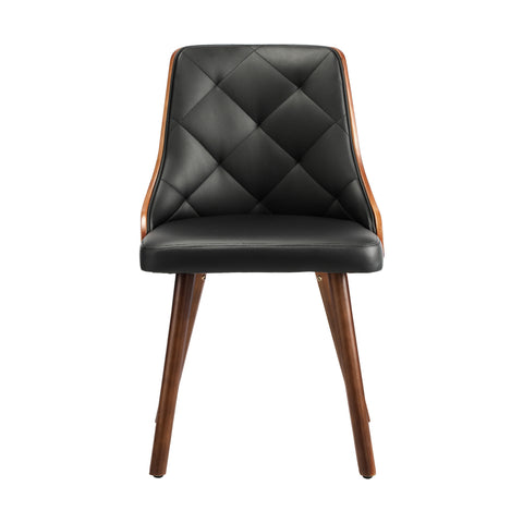 4x Wooden Dining Chairs Faux Leather Padded Black