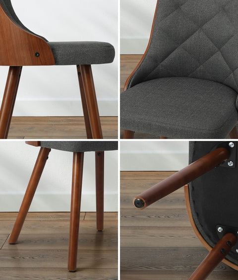 Dining Chairs Wooden Faux Leather Seatx2 Grey