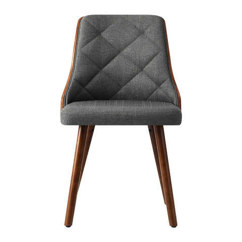 Wooden Dining Chairs Faux Linen fabric Padded Seatx6