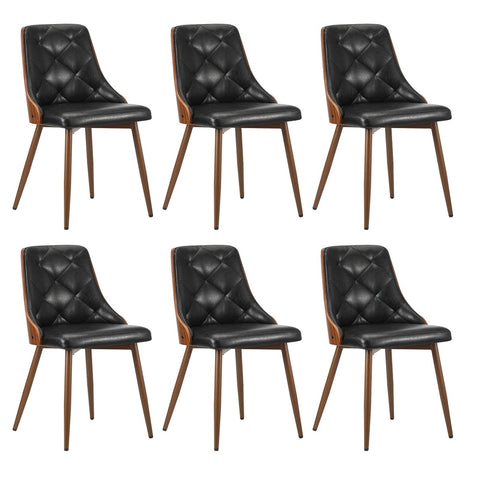 Dining Chairs Cafe Seat Retro PU Leather x6 Black