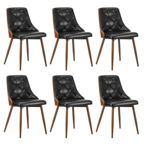 Dining Chairs Cafe Seat Retro PU Leather x6 Black