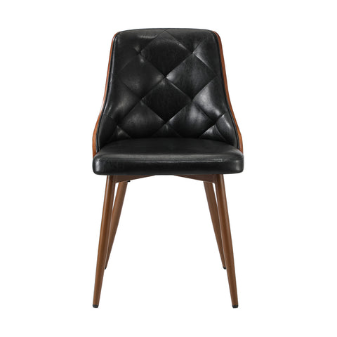 Dining Chairs Cafe Seat Retro PU Leather x6 Black