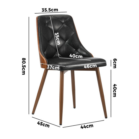Dining Chairs Cafe Seat Retro PU Leather x6 Black