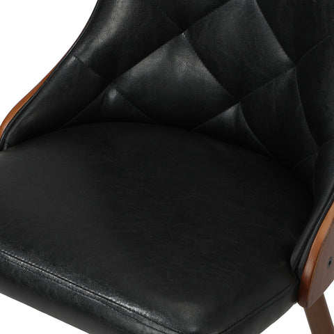 Dining Chairs Cafe Seat Retro PU Leather x6 Black