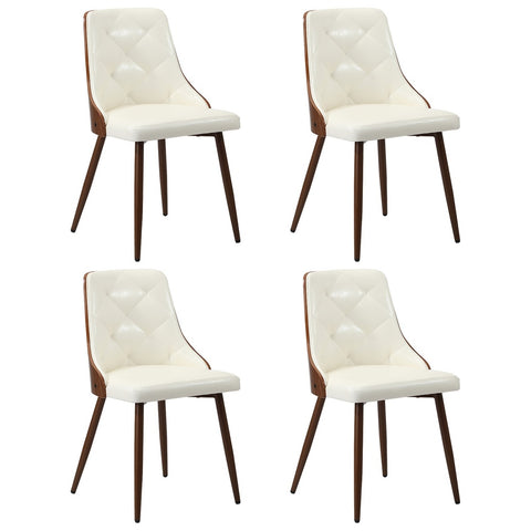 Dining Chairs Kitchen Lounge PU Leather x4 White