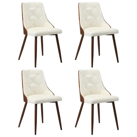 Dining Chairs Kitchen Lounge PU Leather x4 White