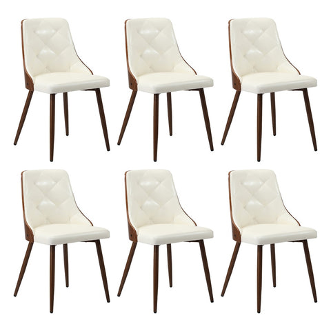 Dining Chairs Kitchen Lounge PU Leather x6 White