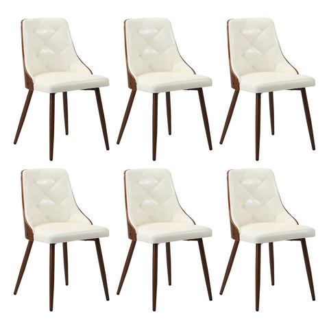 Dining Chairs Kitchen Lounge PU Leather x6 White