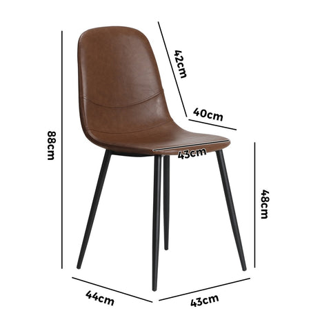 2x Dining Chairs Lounge Room PU Leather Brown