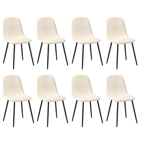 8x Dining Chairs Sherpa White and Black