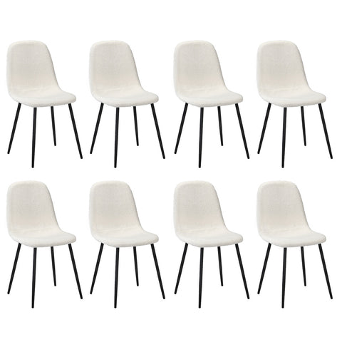 8x Dining Chairs Sherpa White and Black
