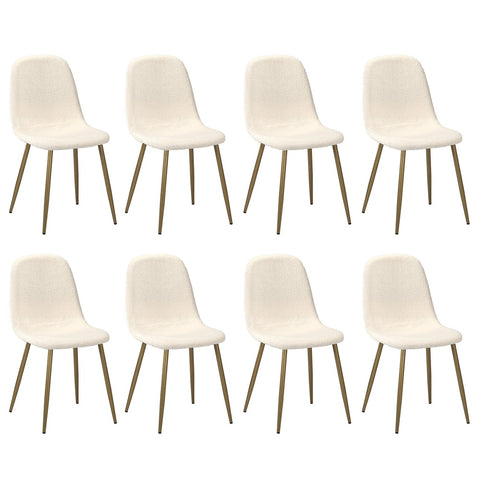 8x Dining Chairs Sherpa White and Golden