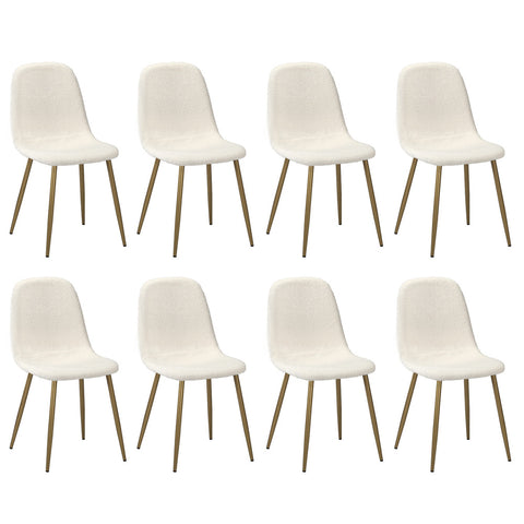 8x Dining Chairs Sherpa White and Golden