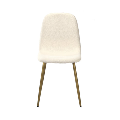 8x Dining Chairs Sherpa White and Golden
