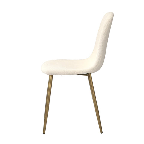 8x Dining Chairs Sherpa White and Golden