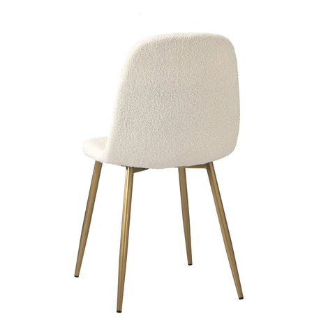 8x Dining Chairs Sherpa White and Golden