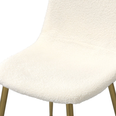 8x Dining Chairs Sherpa White and Golden