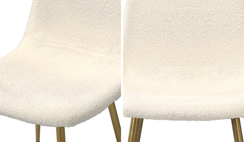 8x Dining Chairs Sherpa White and Golden