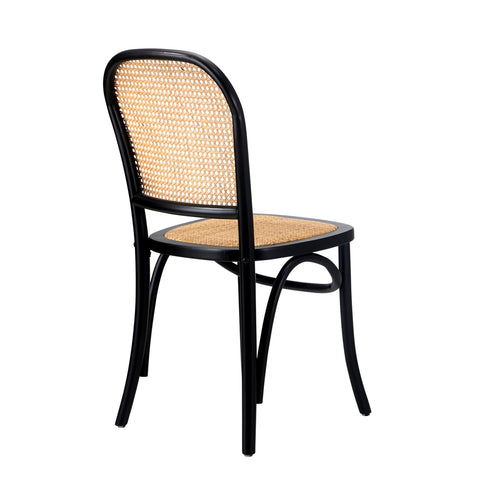 2PCS Dining Chairs Wooden Rattan Black
