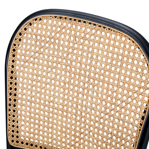 2PCS Dining Chairs Wooden Rattan Black