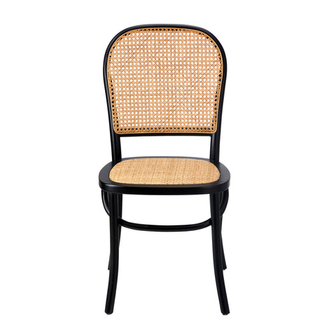 4PCS Dining Chairs Wooden Chairs Rattan Black