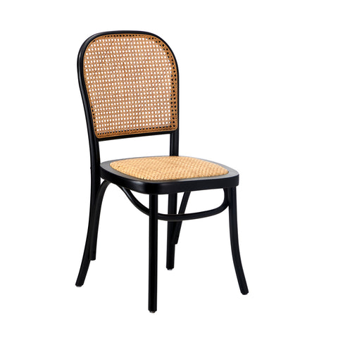 6PCS Dining Chairs Wooden Chairs Rattan Black