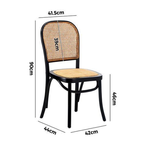 6PCS Dining Chairs Wooden Chairs Rattan Black