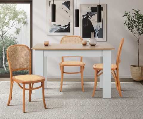 4PCS Dining Chairs Wooden Chairs Rattan Natural