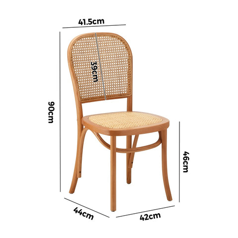 6PCS Dining Chairs Wooden Chairs Rattan Natural