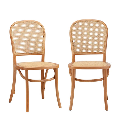 6PCS Dining Chairs Wooden Chairs Rattan Natural