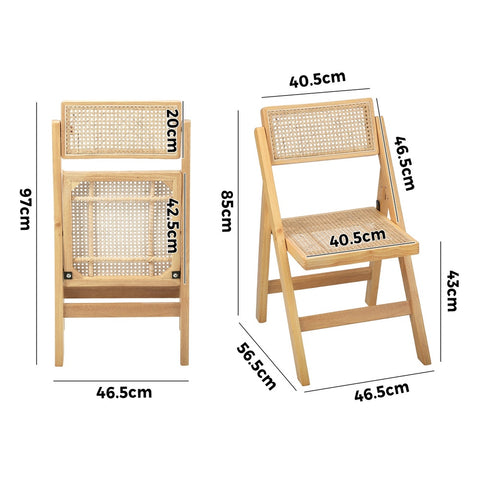 4x Dining Chairs Folding Rattan Chair Wooden