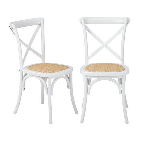6PCS Crossback Dining Chair Ratan Seat White