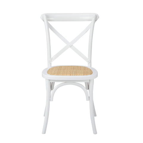 6PCS Crossback Dining Chair Ratan Seat White