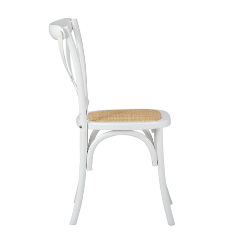 6PCS Crossback Dining Chair Ratan Seat White