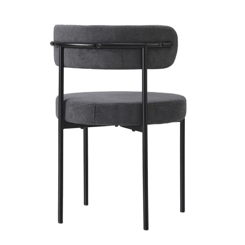 4x Dining Chair Round Boucle Backrest Dark Grey