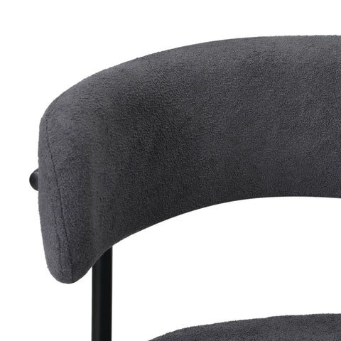 4x Dining Chair Round Boucle Backrest Dark Grey