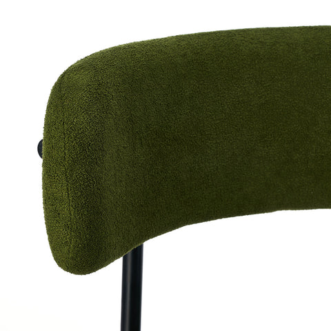 4x Dining Chair Round Boucle Seats Backrest Green